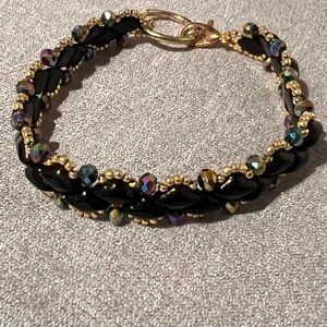 Black and Gold Handmade Beaded Bracelet